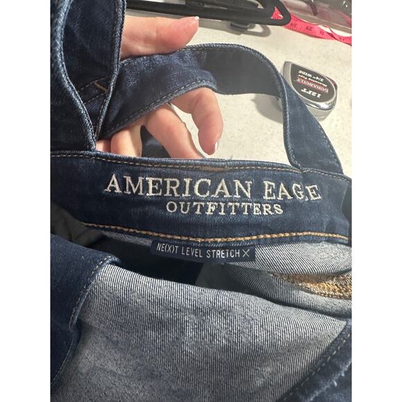 AMERICAN EAGLE Outfitters Next Level Stretch Denim Overalls Jegging Size 12L B8 - Picture 8 of 9